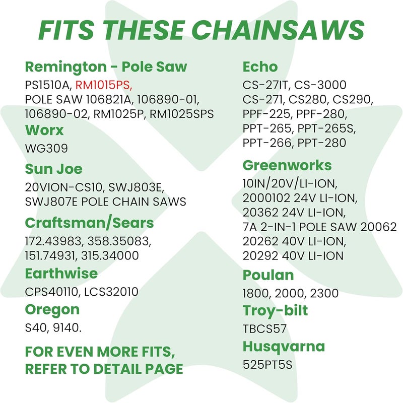 Byane Carbide Chainsaw Chain 10 Inch, 3/8" LP Pitch, 050" Gauge, 40 Drive Links Fits Echo CS-271 CS280 CS290 CS300 CS3000,Remington, Worx WG309, Sunjoe SWJ803E SWJ807E, Craftsman S40 (1Chain) - Image 4